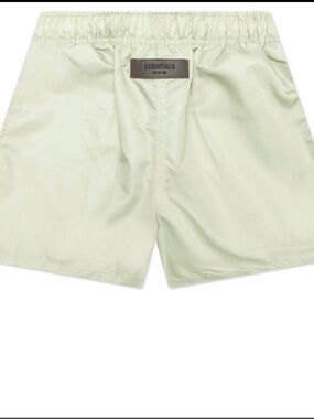 ESSENTIALS Men’s Pale Green Elastic-Waist Athletic Shorts